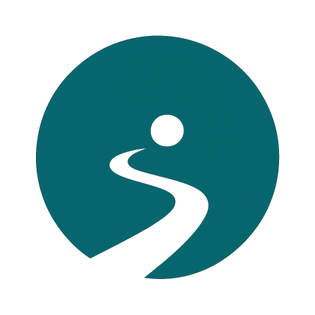 Ein Logo zeigt einen Weg zu einem Punkt